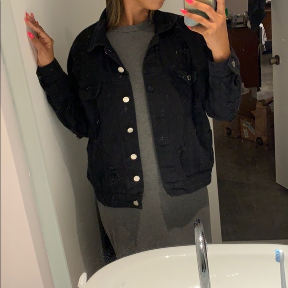 Distressed FREEDOM + PRIDE black denim jacket - Picture 7 of 7